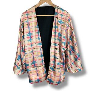 H&M Kimono Robe Shibori Tie-Dye Reversible Open Front Women Size‎ 10 Reversible